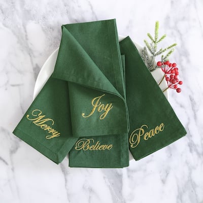 Holiday Sentiments Napkins, Set of 4 - 17"x17"