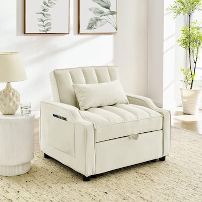 Velvet Pull Out Armchair