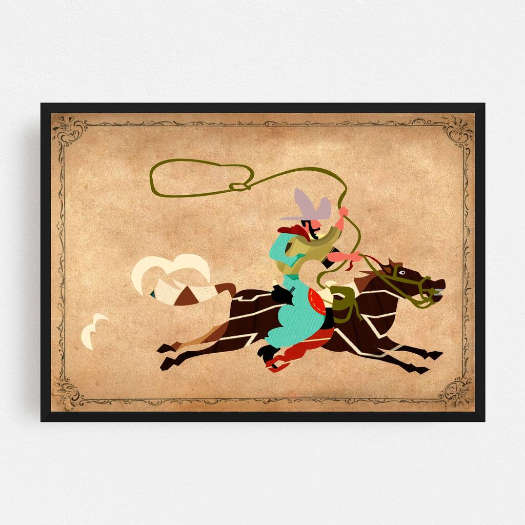 Animals Cowboy Horse Collage Framed Wall Art Print - Overstock - 31240733