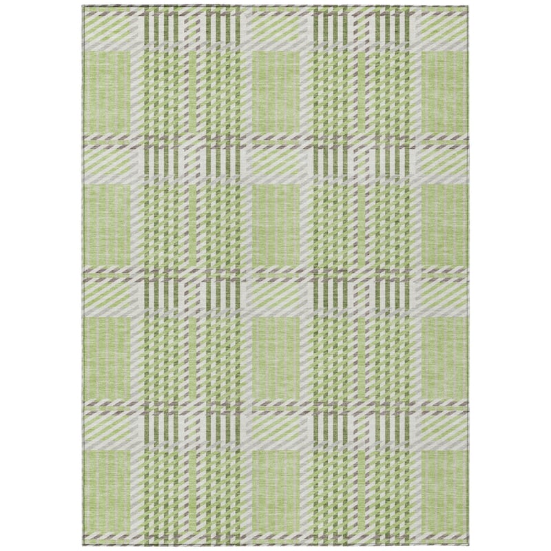 HomeRoots Plaid Transitional Rectangle Outdoor Rug