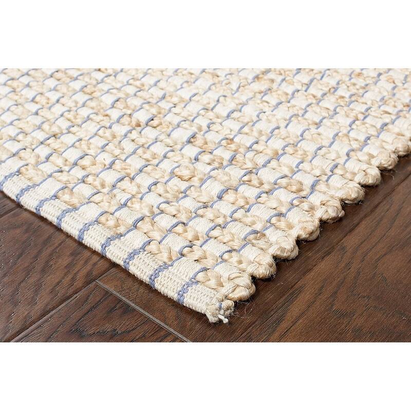 Sevita Organic Jute Interwoven Area Rug, Natural and Indigo