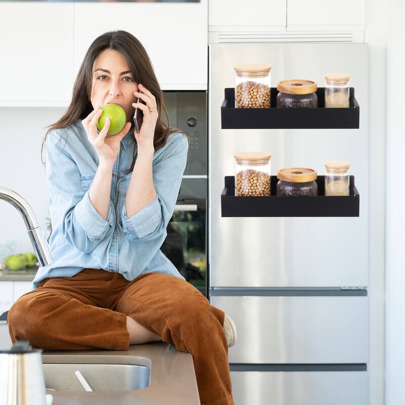 2pcs Magnetic Spice Rack Organizer for Refrigerator