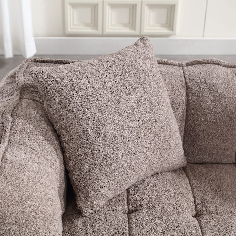 66" Chenille Square Beanbag Chair with High-Resilience Foam Core, Armrests and Handle