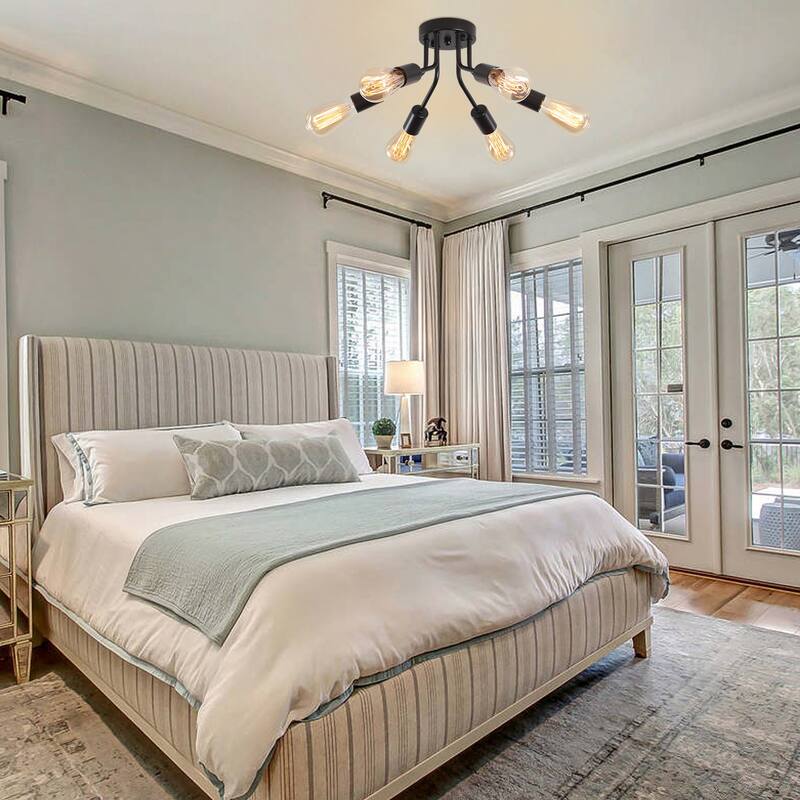 6-Light Semi Flush Mount Light Chandelier for Kitchen Hallway Entryway
