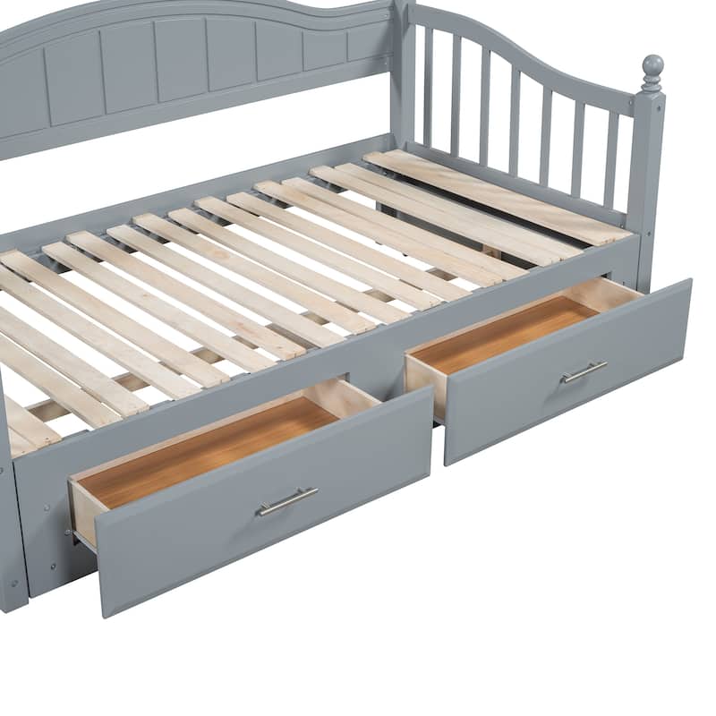 Gray Twin Size Daybed with Drawers and Trundle