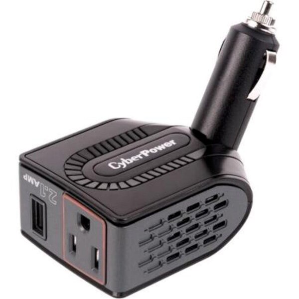 Cyberpower Cps150burc1 Mobile Power Inverter 150W With 2.1A Usb Charger And Swivel Head