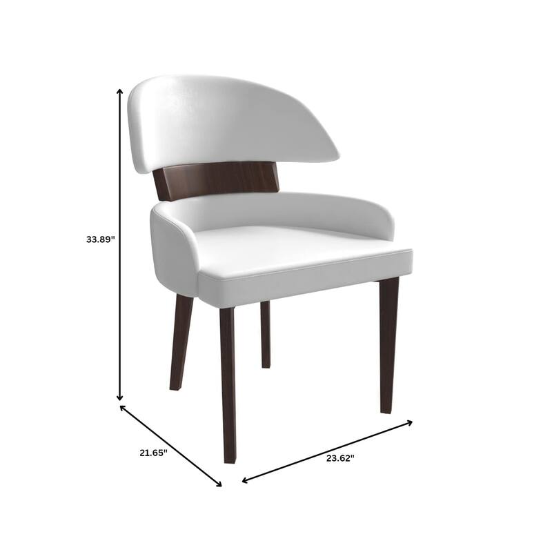 Leather Dining Chair with a Curved Back in Rubberwood Ethos Series by LeisureMod