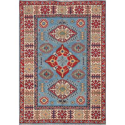 Blue Kazak Oriental Accent Rug Handmade Wool Carpet - 3'3"x 4'11"