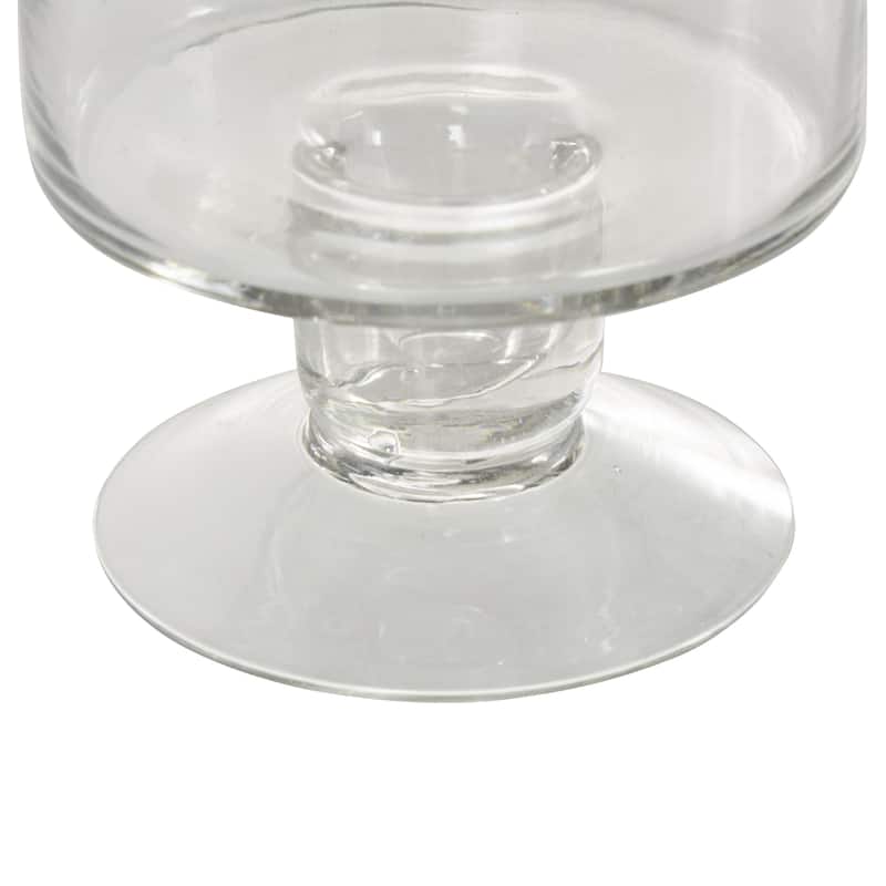 Glass Wide Candle Holder with Elevated Base - Clear - Roche River Decor - 5"W x 5"L x 9"H