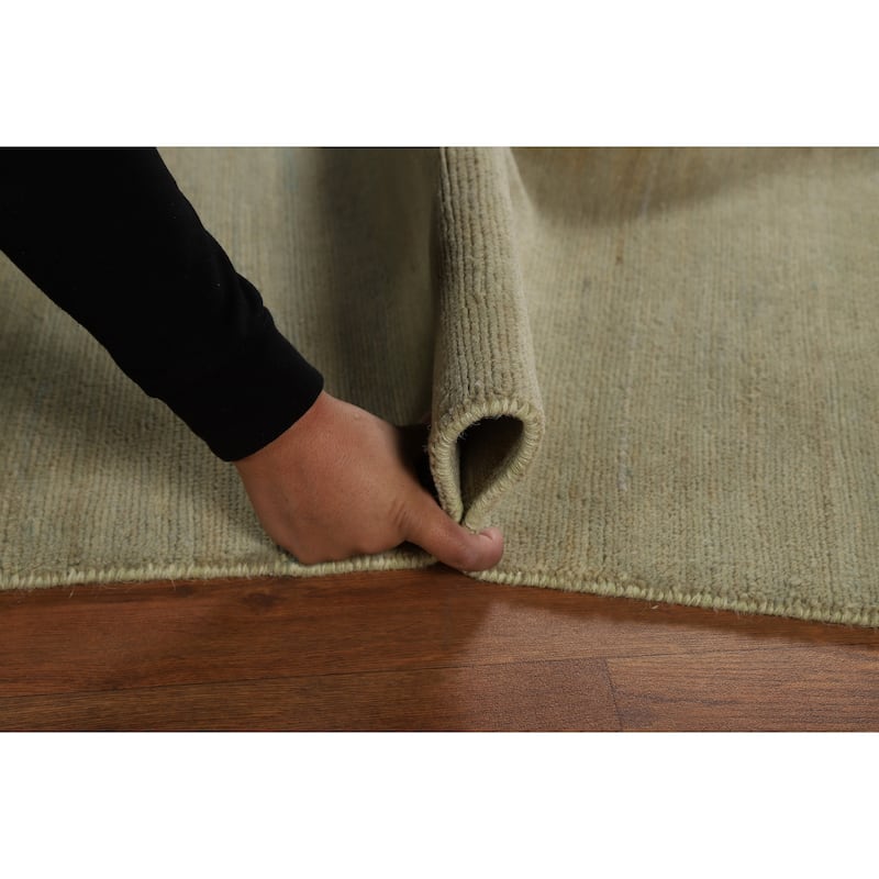 Green Gabbeh Modern Rug Handmade Wool Carpet - 4'0"x 5'11"