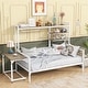 preview thumbnail 2 of 34, Metal Daybed with Movable Desk, Metal Slat Support Bed Frame Metal Grid, Shelves and Clothes Hanger