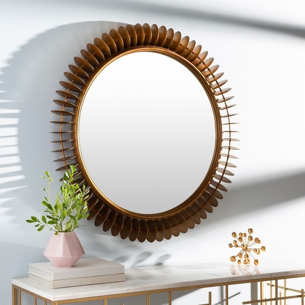 Elegant Decor Metal Frame Round Mirror with Decorative Hook 42 inch Blue