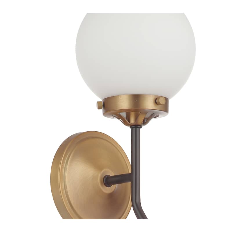 2 Light Aged Brass and Black Retro- Modern Vanity/Sconce