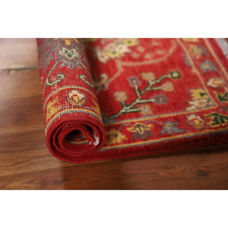 Kazak Oriental Foyer Rug Handmade Red Floral Wool Carpet - 2'0" x 3'0"