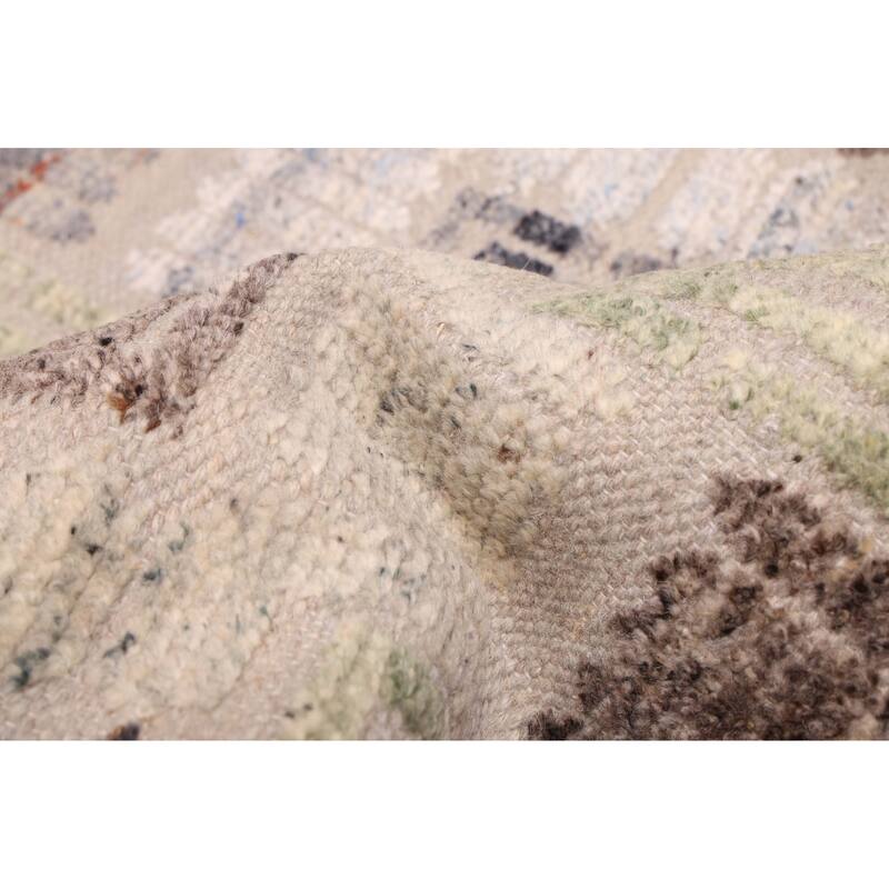 ECARPETGALLERY Hand-knotted Tangier Grey Viscose, Wool Rug - 9'2 x 11'11