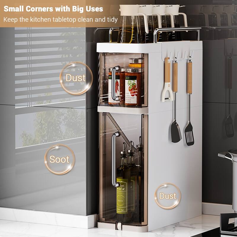 Desktop Narrow Storage Cabinet, Household Kitchen Storage Rack Multifunctional Spice Jar Rack