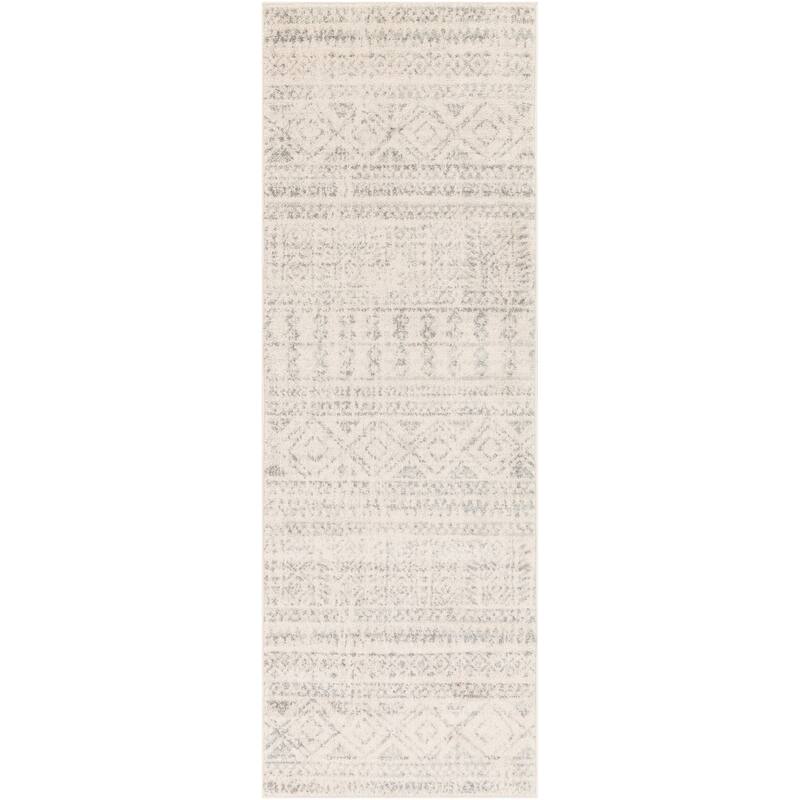 Livabliss Scandinavian Elaziz Tribal Area Rug - 2'7" x 7'7" - Light Grey