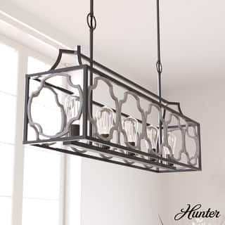 Hunter Stone Creek 5-Light Modern Farmhouse Linear Chandelier - Dining Room - Rustic, Transitional