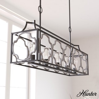Hunter Stone Creek 5-Light Modern Farmhouse Linear Chandelier - Dining Room - Rustic, Transitional