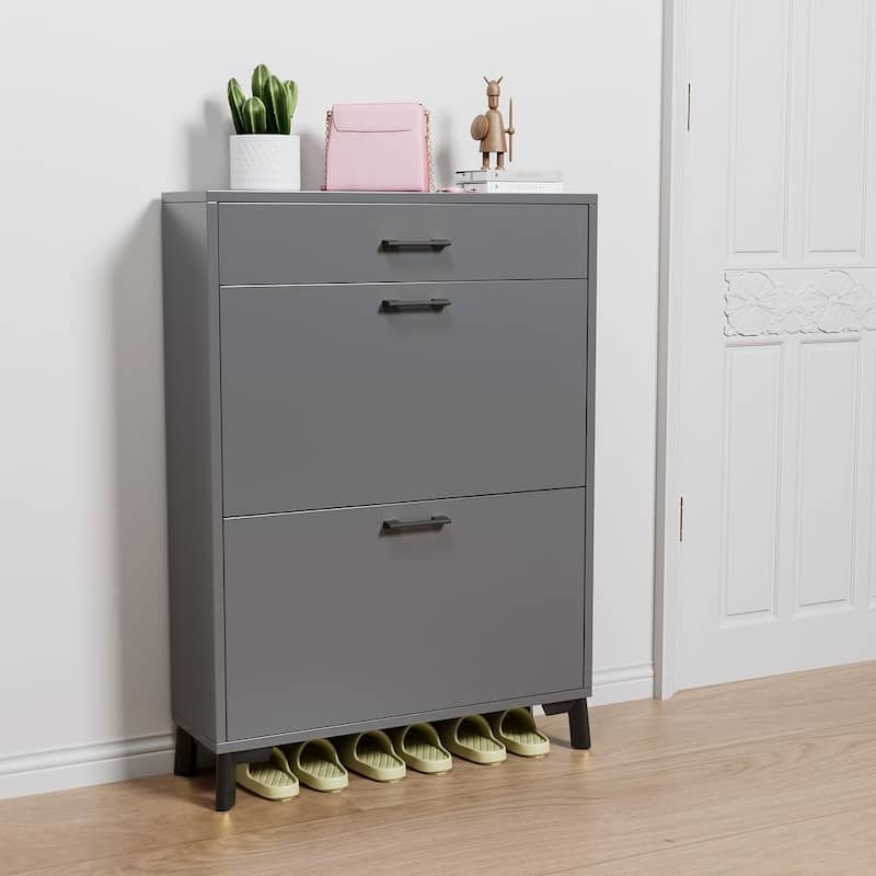 Shoe Storage Cabinet, 16 Pair Shoe Storage with 3 Drawers