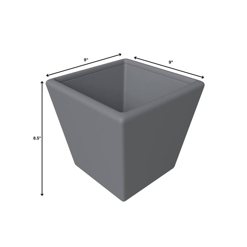 Blossom 4-Piece Square Planter Set, Durable Fiberstone Indoor/Outdoor Pots with Drainage, Yard Patio Decor