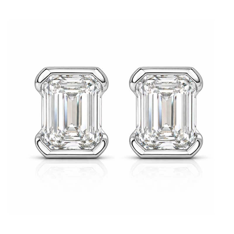 Auriya 14k Gold Lab Grown Emerald Diamond Stud Earrings 0.50 to 8.00 ct. tw. Push-Back (F-G VS) - White