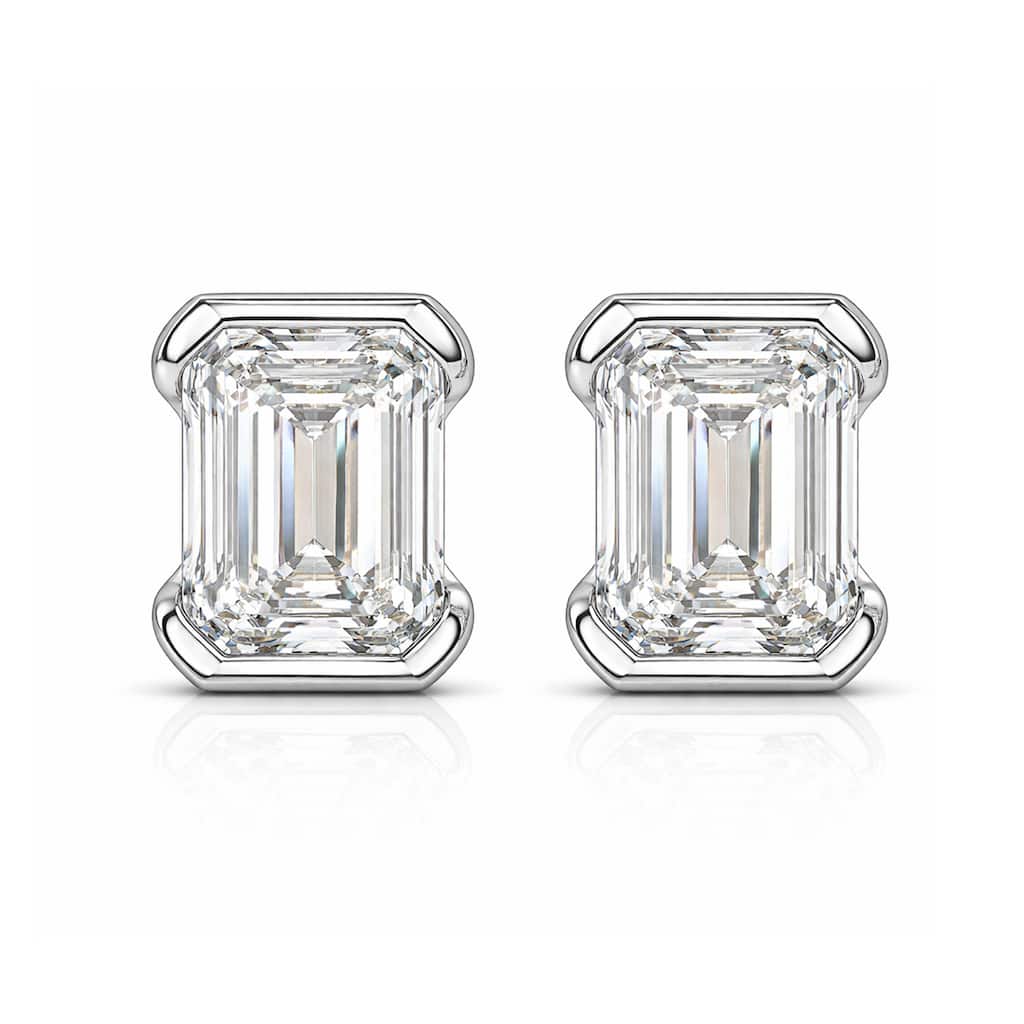 Auriya 14k Gold Lab Grown Emerald Diamond Stud Earrings 0.50 to 8.00 ct. tw. Push-Back (F-G VS) - White