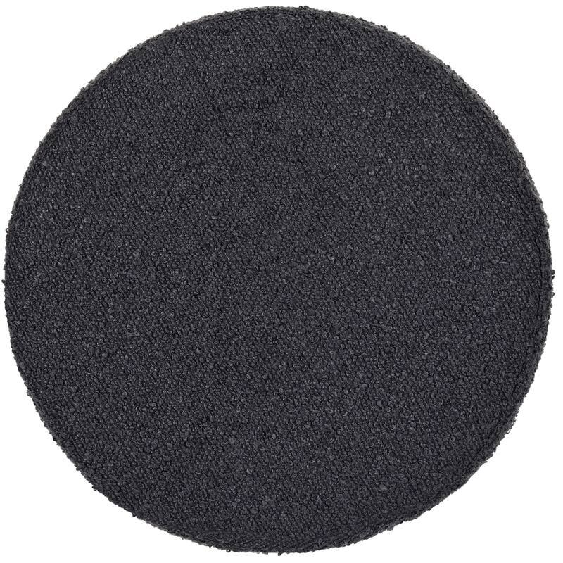 Black Boucle Tufted Storage Ottoman Foot Stool with Removable Tray
