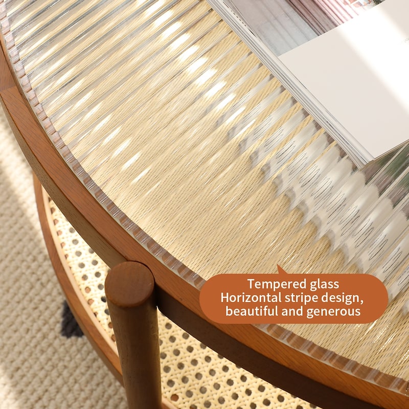 Modern Coffee Table Set Farmhouse Nesting Round Coffee Tables with 2 Tiers Storage, for Living Room - 1 Item, Large Table