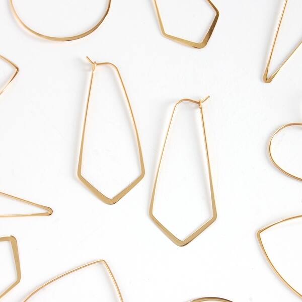 Geometric Chevron Threader Hoop Earrings Plated in 925 Sterling Silver or 18k Gold Hypoallergenic Lightweight Cutout Thin Wire Drop Dangles by Humble Chic NY