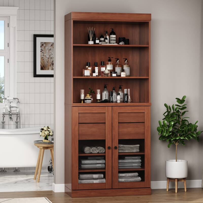 100% Solid Wood 32" Bathroom Cabinet with Optional Doors, 2-Drawers by Palace Imports