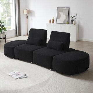 Upholstery Sofa With Two Ottomans Lounge Chair for Living Bedroom