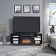 preview thumbnail 21 of 38, Brighton 60 In. Fireplace Storage Media Console Cabinet Black