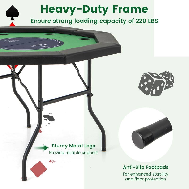 Costway 48" Foldable Poker Table for 8 Players Portable Blackjack - See Details