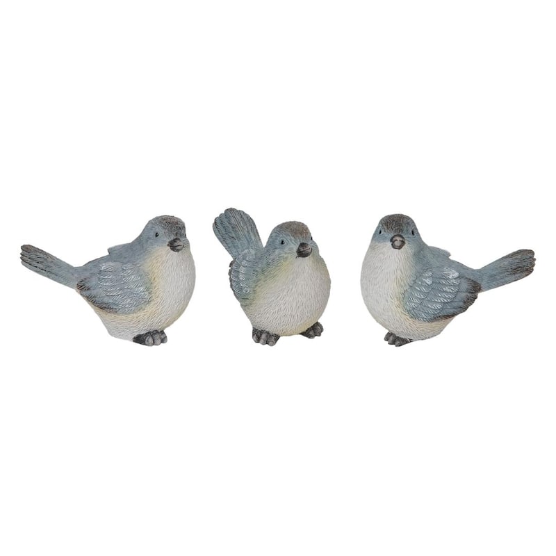 Transpac Small Resin Soft Grey Bird Set of 3 Spring Home Decorations