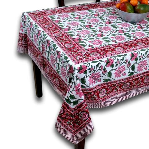 Romantic Floral Block Print Tablecloth Collection