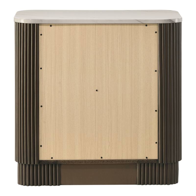 Furniture of America Alta Modern Dark Walnut 2-Drawer Nightstand with Artificial Marble Top