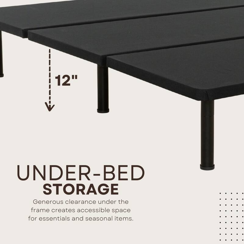 ZenBase Black Upholstered Platform Bed Frame