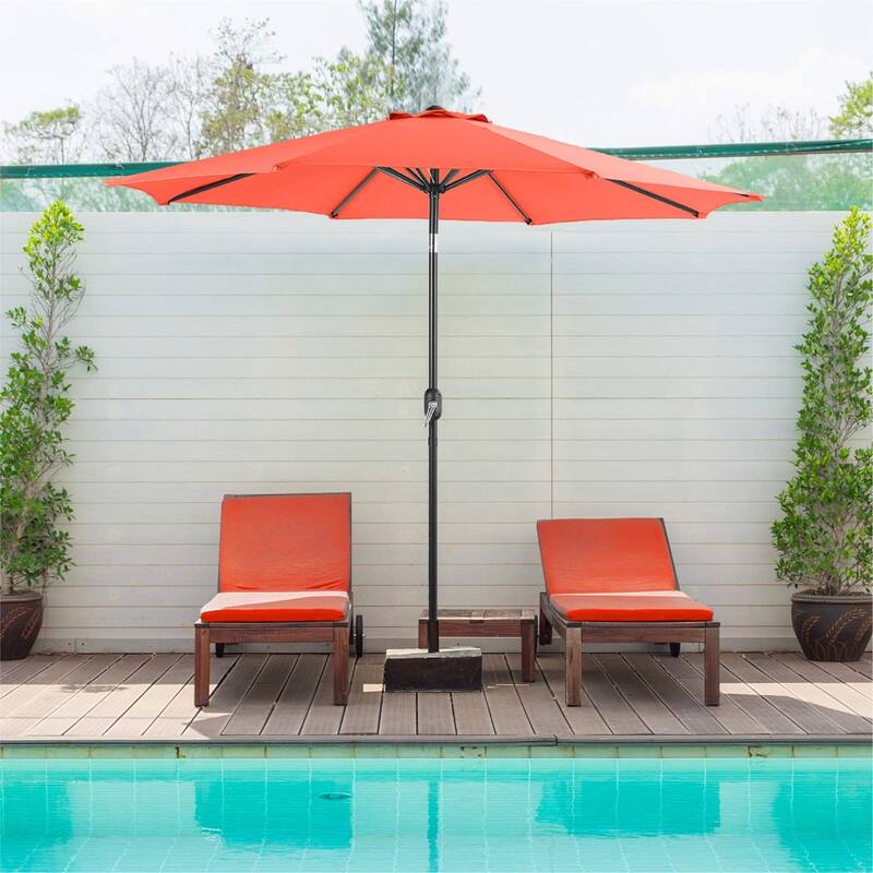 Sophia & William 9ft Outdoor Patio Umbrella with Push-button Tilt, Market Umbrella with 8 Ribs