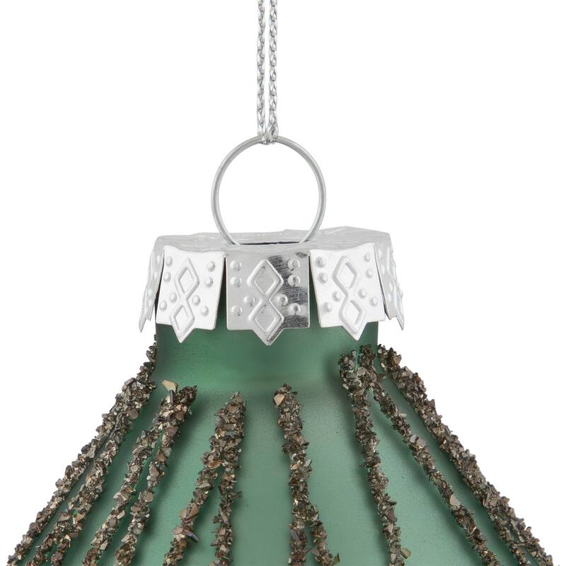 Matte Finial with Glittered Starburst Glass Christmas Ornament - 5" - Green