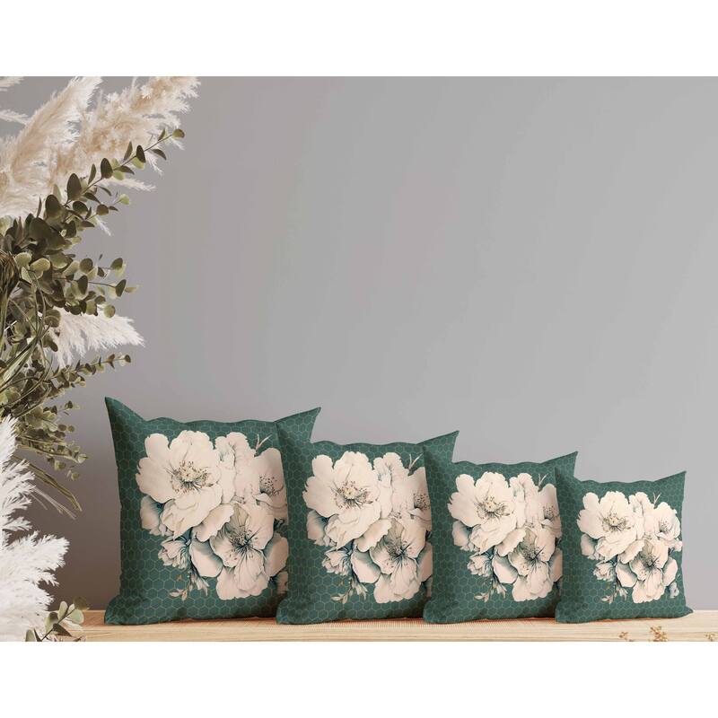 Magnolia Majesty Indoor/Outdoor Reversible Throw Pillow Stone and Grey