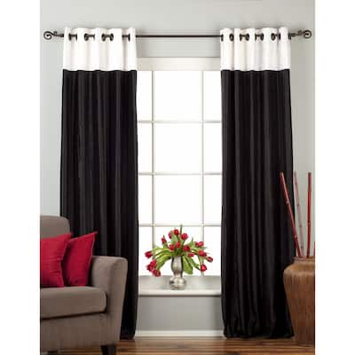 Signature Black and White ring top velvet Curtain Panel - Piece