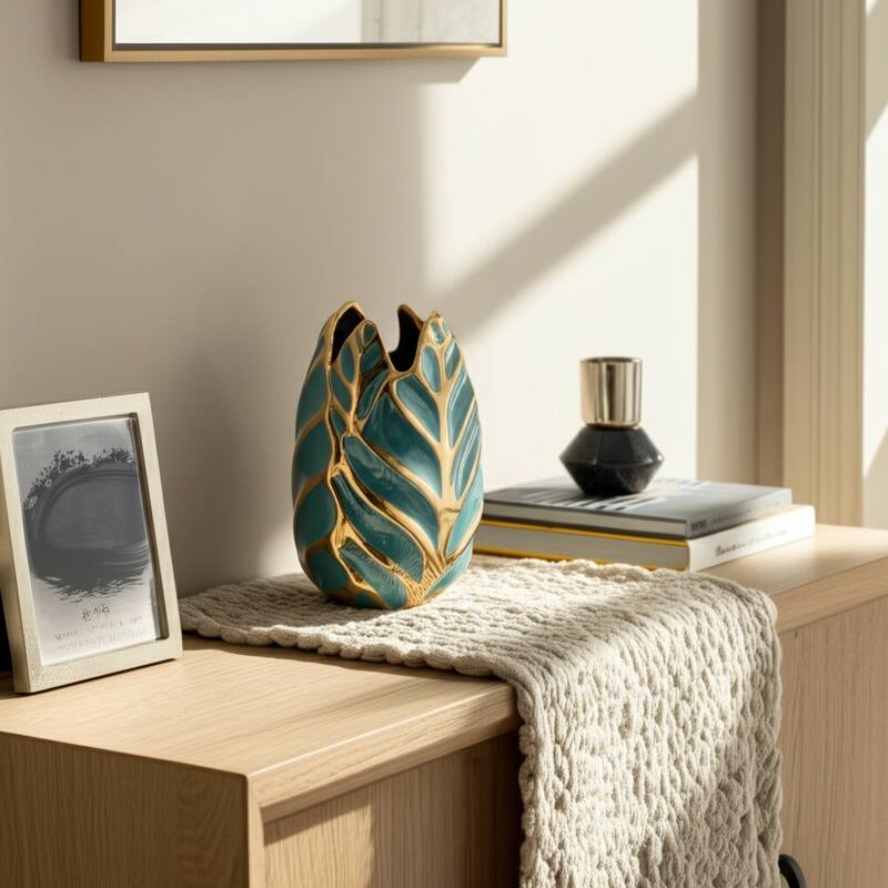 Ceramic Modern Leaf Sculptural Flower Vase