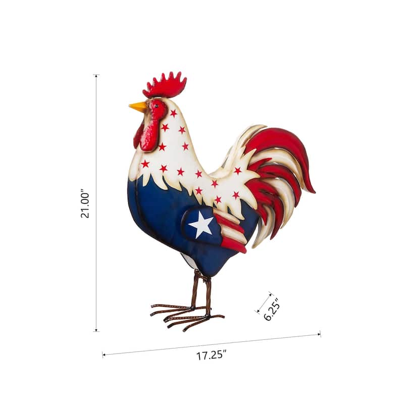 Glitzhome 21"H Metal Patriotic Rooster Porch Decor Statue