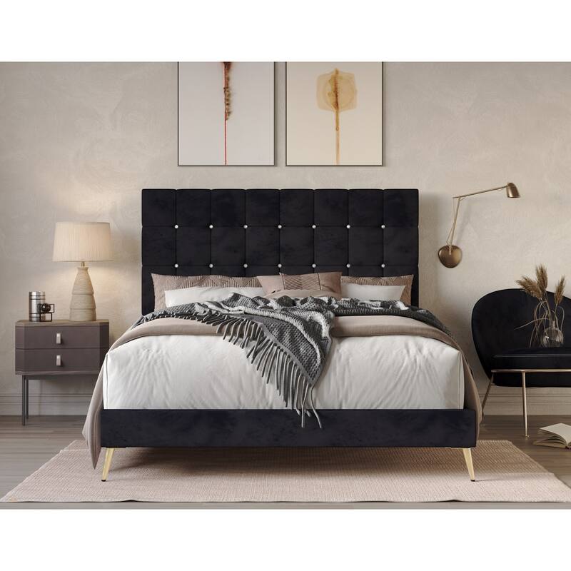 Marcella Upholstered Panel Bed - Black - King