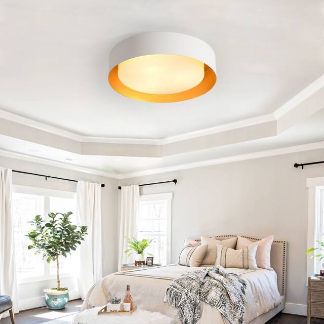 Modern Minimalist Metal Shaded Drum Flush Mount Ceiling Light