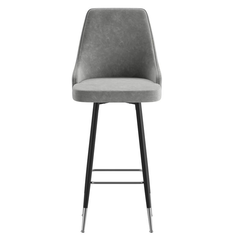 Commercial LeatherSoft Bar Height Stool with Metal Feet & Footrests - 2 Pack - 18.5"W x 20"D x 43.25"H