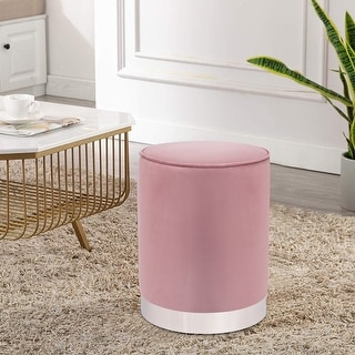 Ottoman, Pouf, Footrest, Foot Stool, 12 Round, Velvet, Wood Legs, Pink,  Natural, Contemporary, Modern - On Sale - Bed Bath & Beyond - 35897171