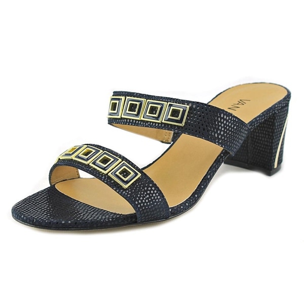Vaneli Maureen Women Open Toe Leather Blue Sandals