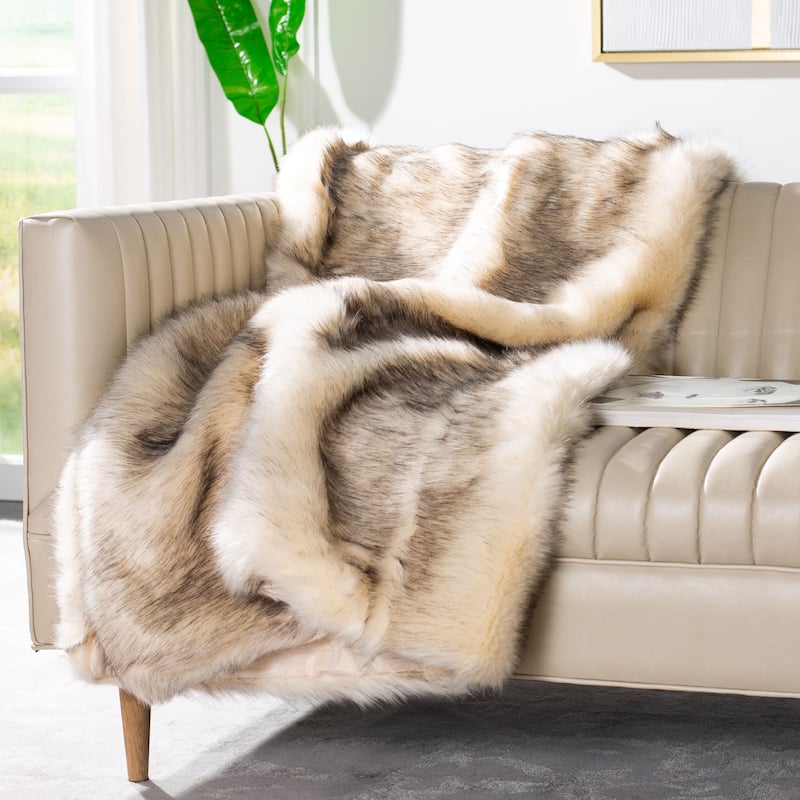 SAFAVIEH Haida Tips Taupe 50 x 60-inch Throw Blanket